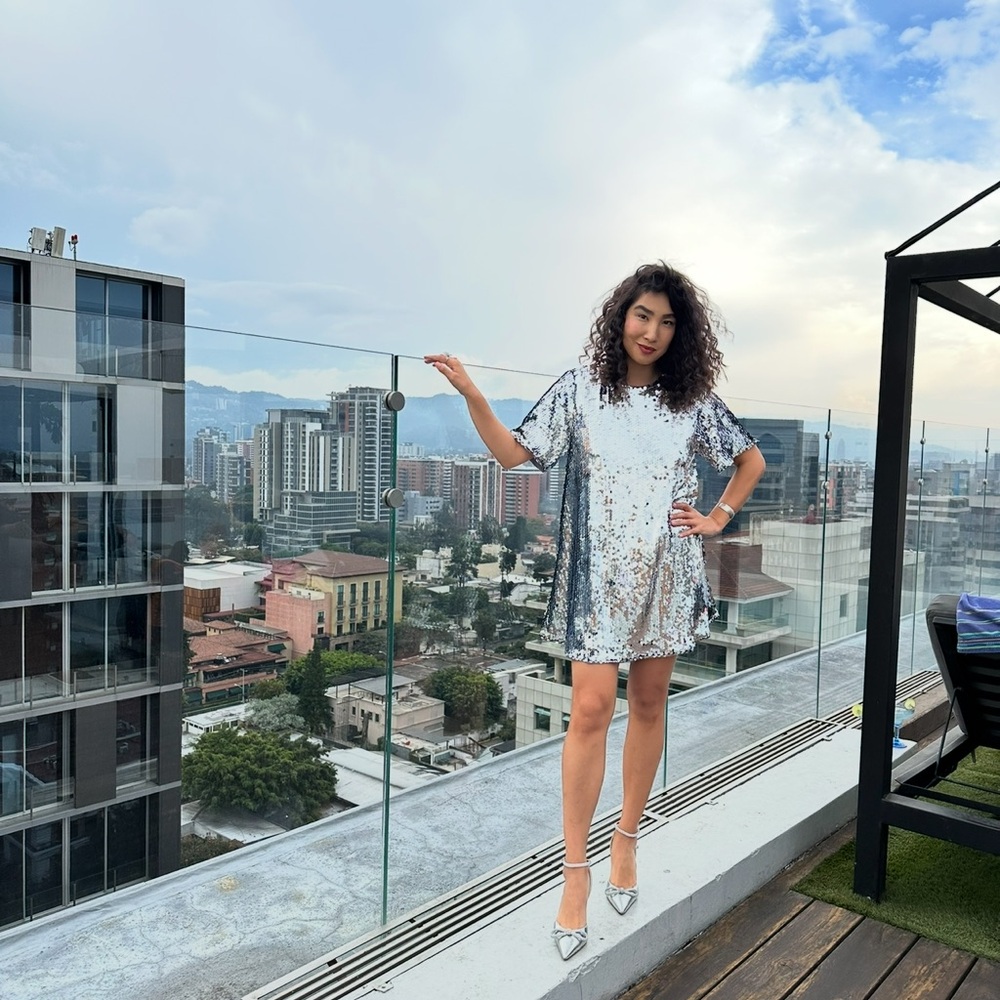 Maeve Silver Sequin Mini Dress